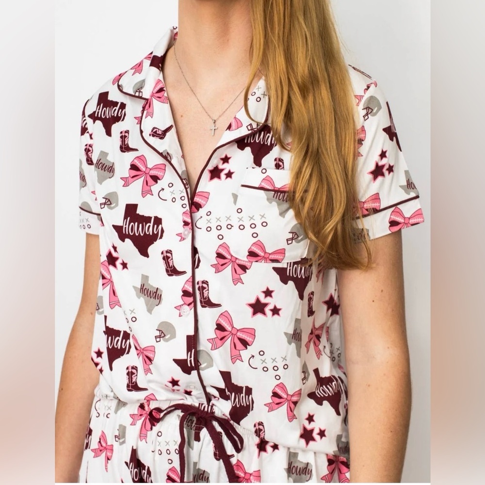 NEW Royal Standard Howdy Football Pajama Top ONLY Short Sleeves Size XS